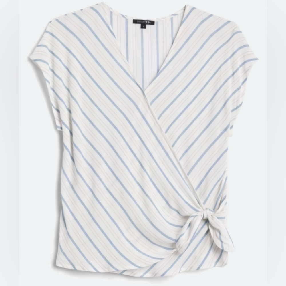 Papermoon Blue and White Striped Wrap Blouse